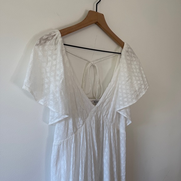 NWT Madewell Tie-Back Flutter-Sleeve Tiered Midi Dress White - Picture 3 of 11